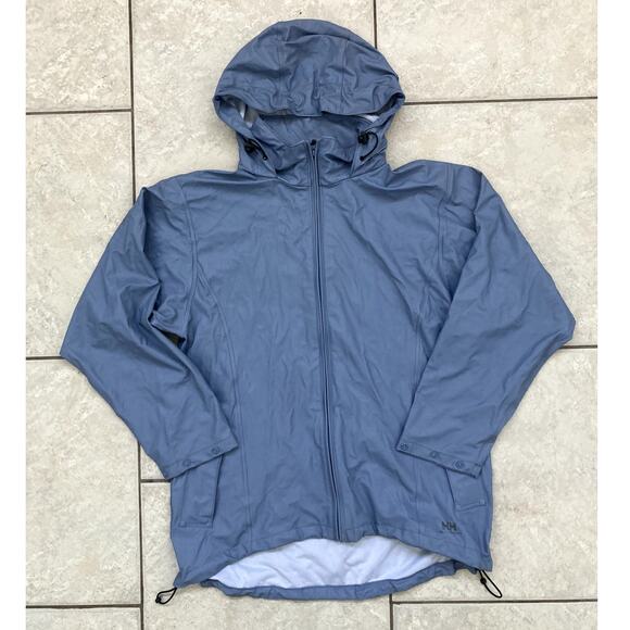 Helly Hanson Rain Jacket Women's Medium Zip Up Coat Hooded Light Blue Outdoors - Picture 1 of 10